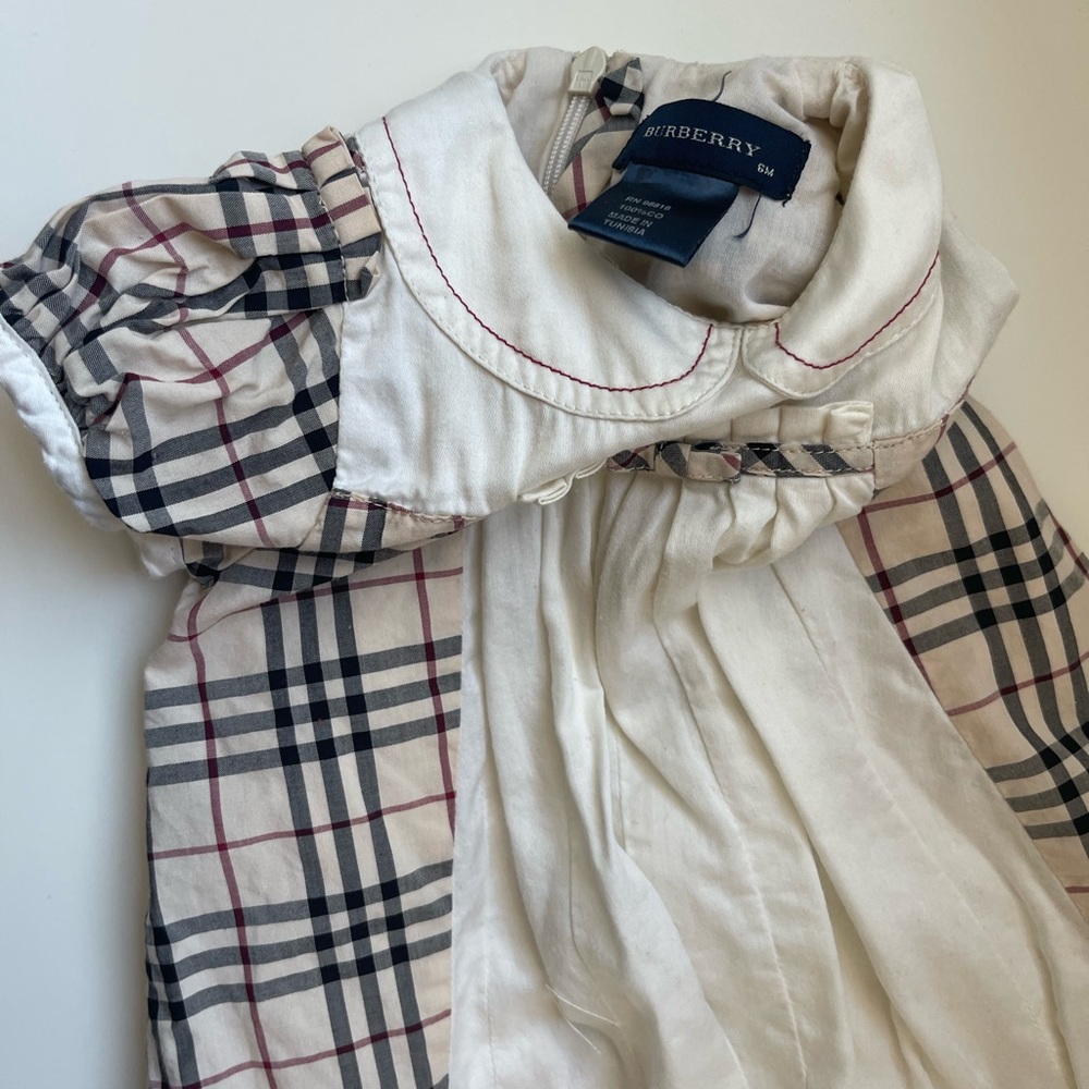Burberry Kids Dress in White and Black Plaid - Picture 3 of 5